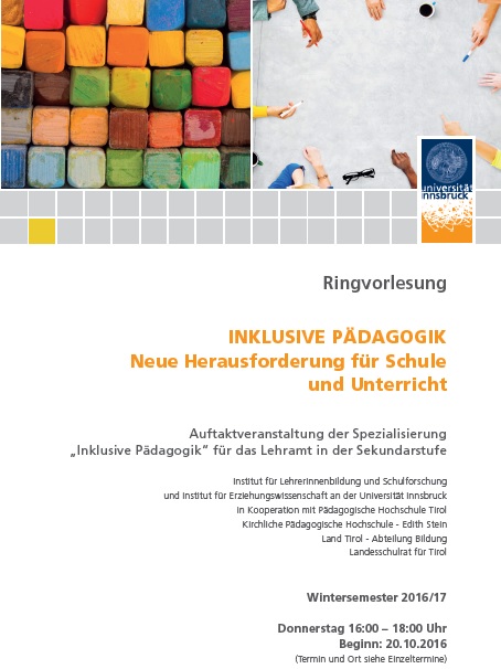 Ringvorlesung INKLUSIVE PÄDAGOGIK: „Hindernisse Und Möglichkeiten Der ...